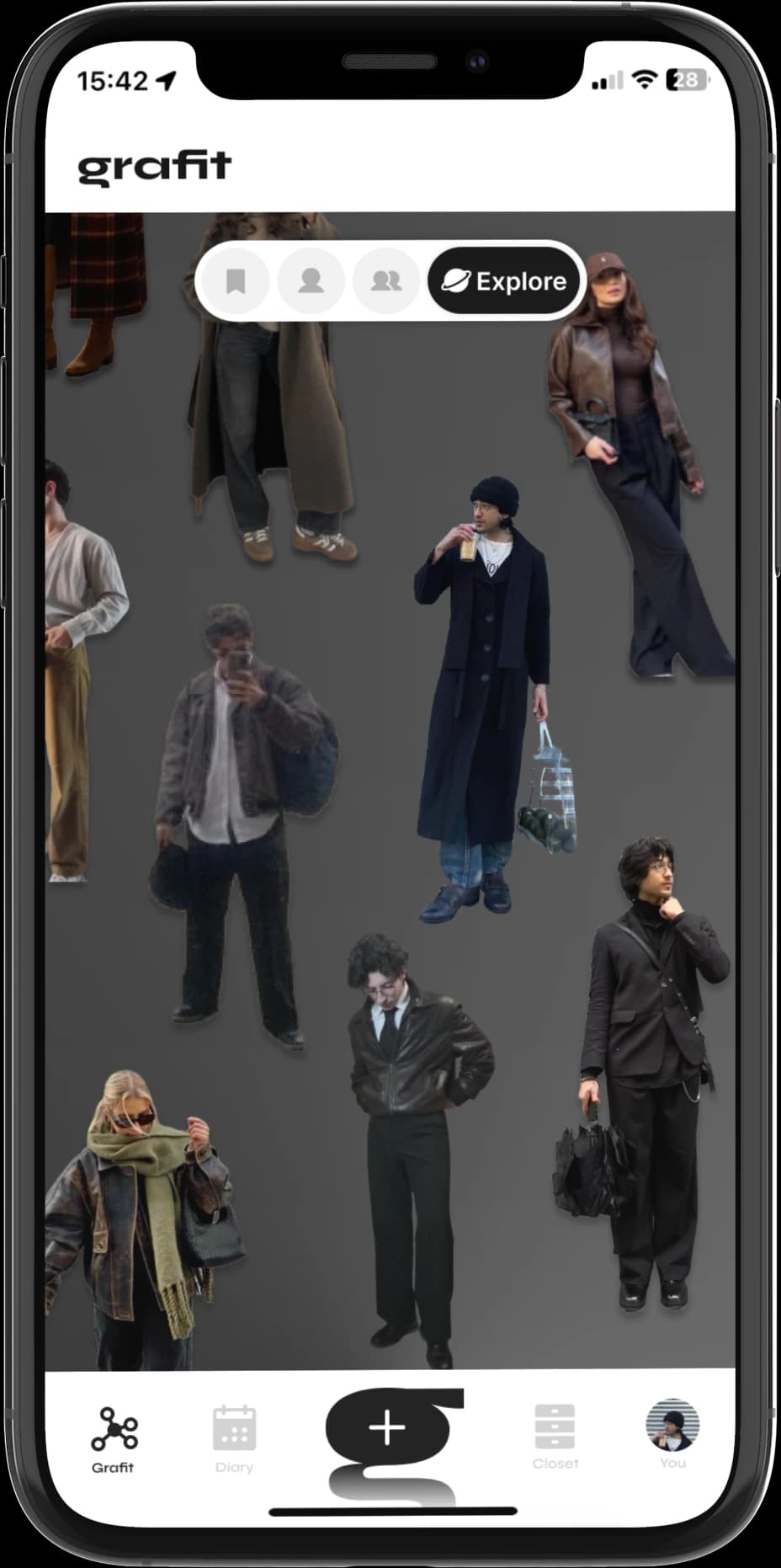 Grafit app explore and diary views